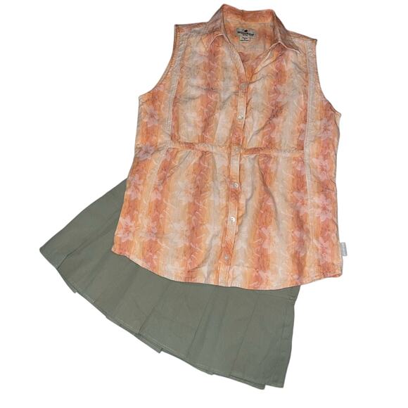 Woolrich Peach Fuzz Woven Textured Button Front Sleeveless Top Size Small - Picture 7 of 9